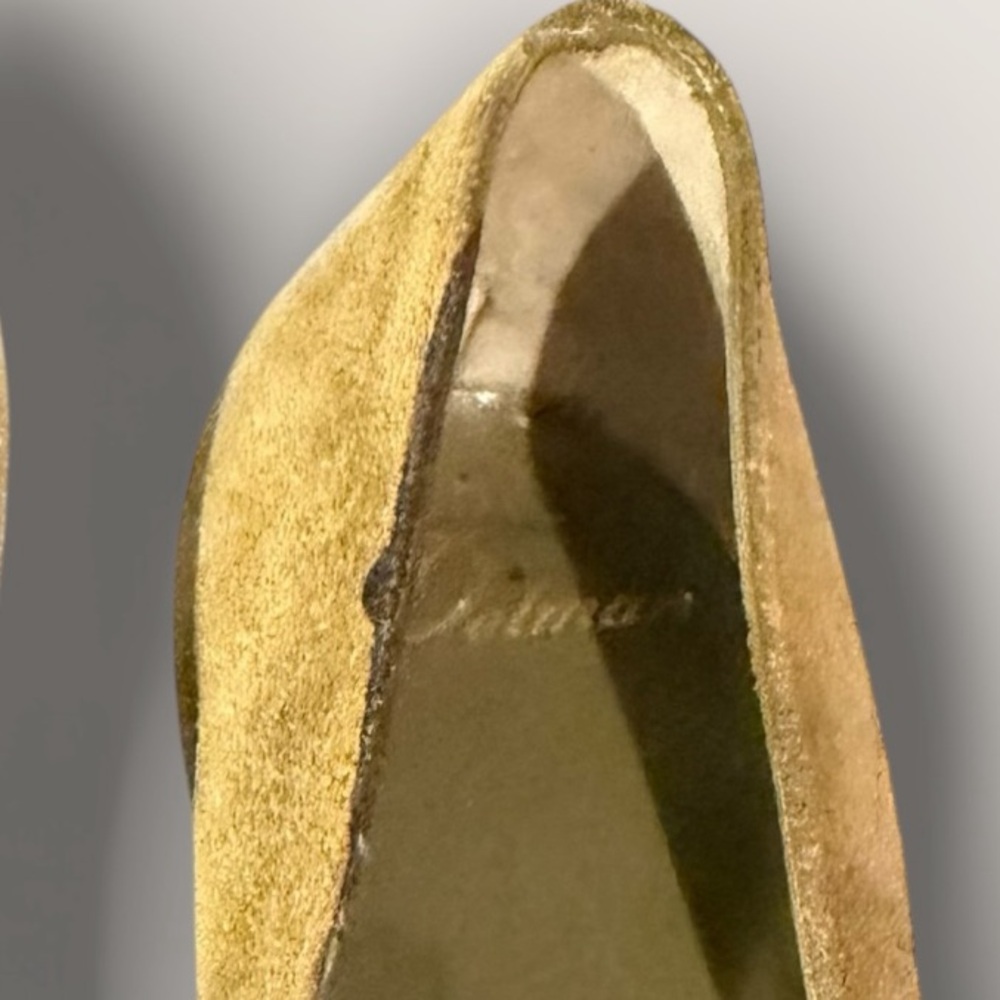 Delman Vintage Women’s Olive Green Suede Kitten Heels - Picture 8 of 10